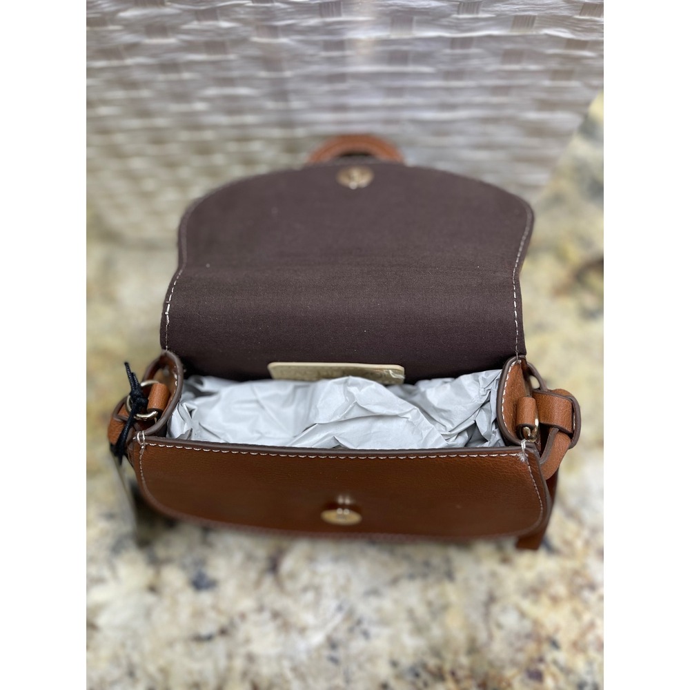 Rachel Zoe Edessi-Brown Pebbled Crossbody Bag Contrast Stitching New with Tags - Picture 8 of 9